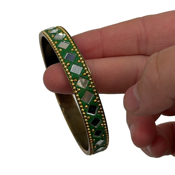 Mirrored green and brass brass bracelet - Picture 4 of 4